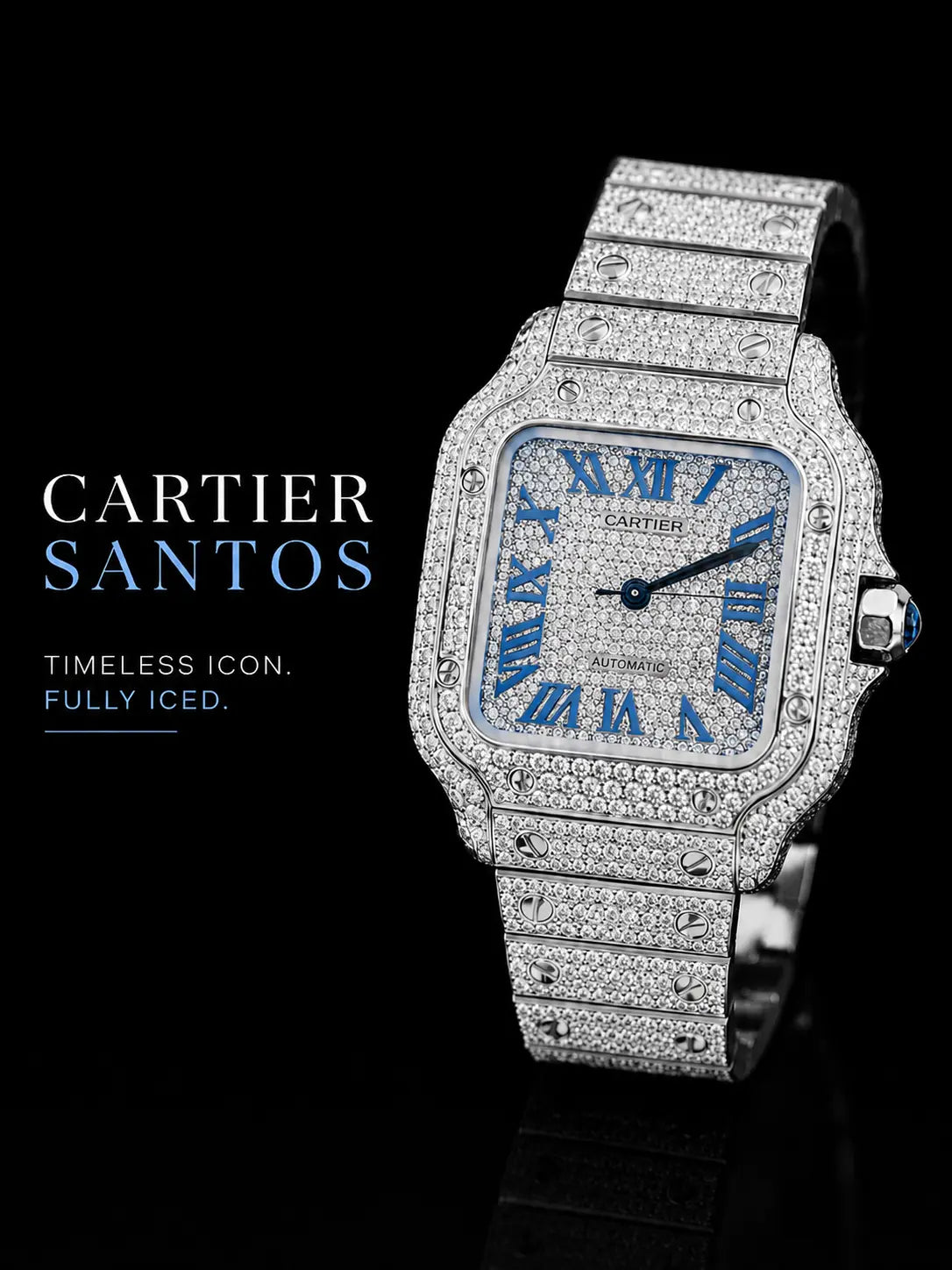 Blue accent diamond-set watch reference