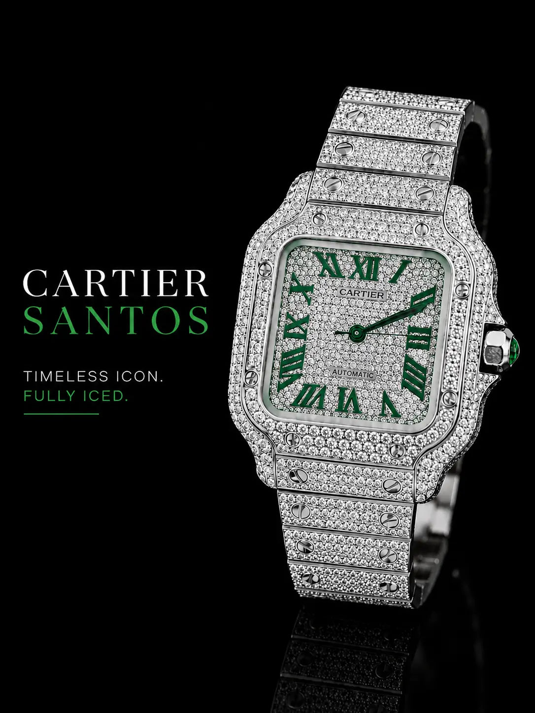 Green diamond-set watch